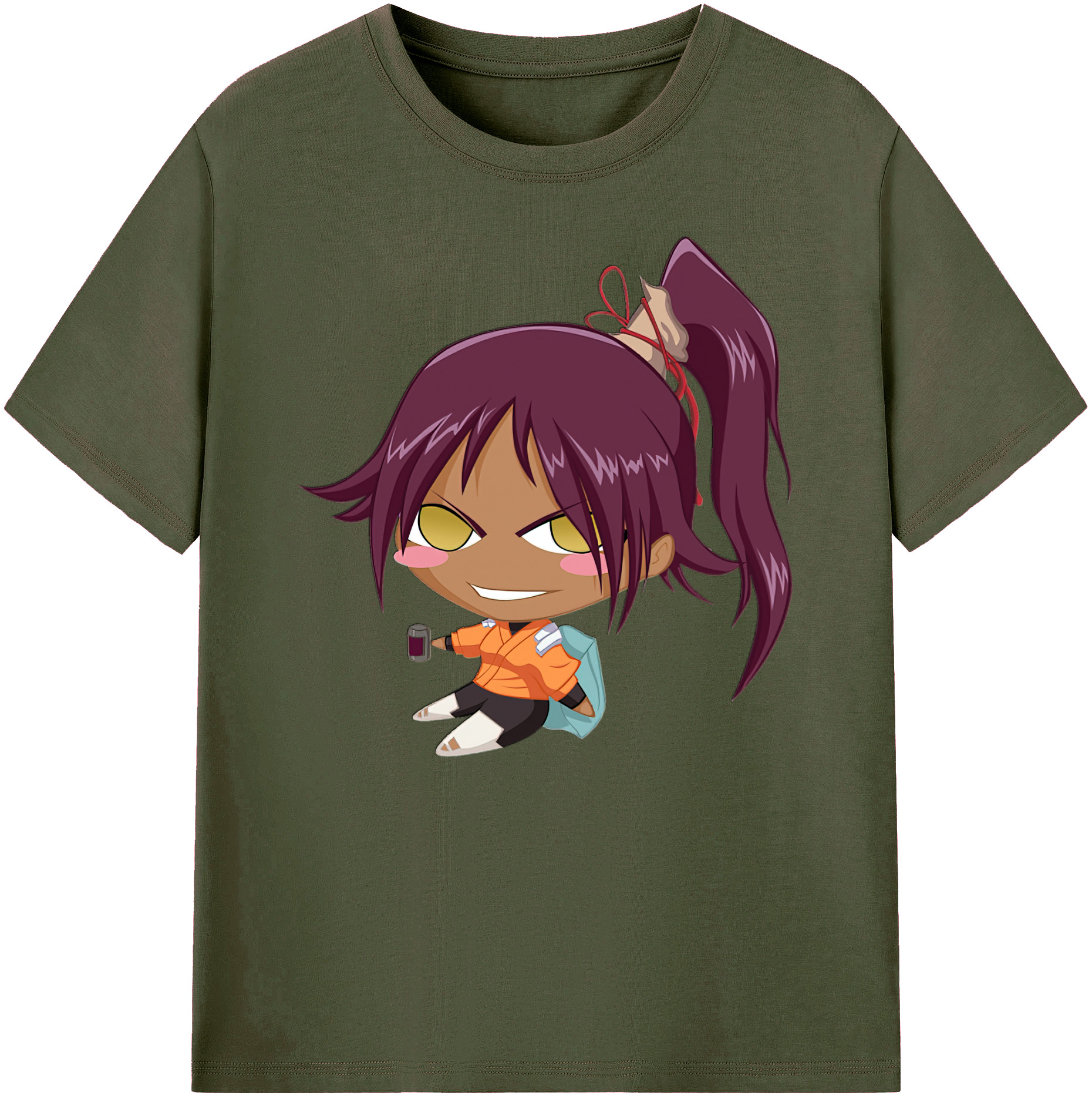 （画像用） ブリーチ 四楓院 夜一（しほういん よるいち） BLEACH Shihouin Yoruichi 綿100％ メンズ半袖Tシャツ｜肌触りやわらか＆通気性
